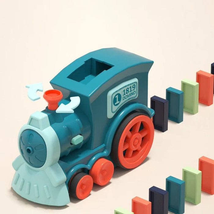 Borakom train électrique domino bleu roues directionnelles